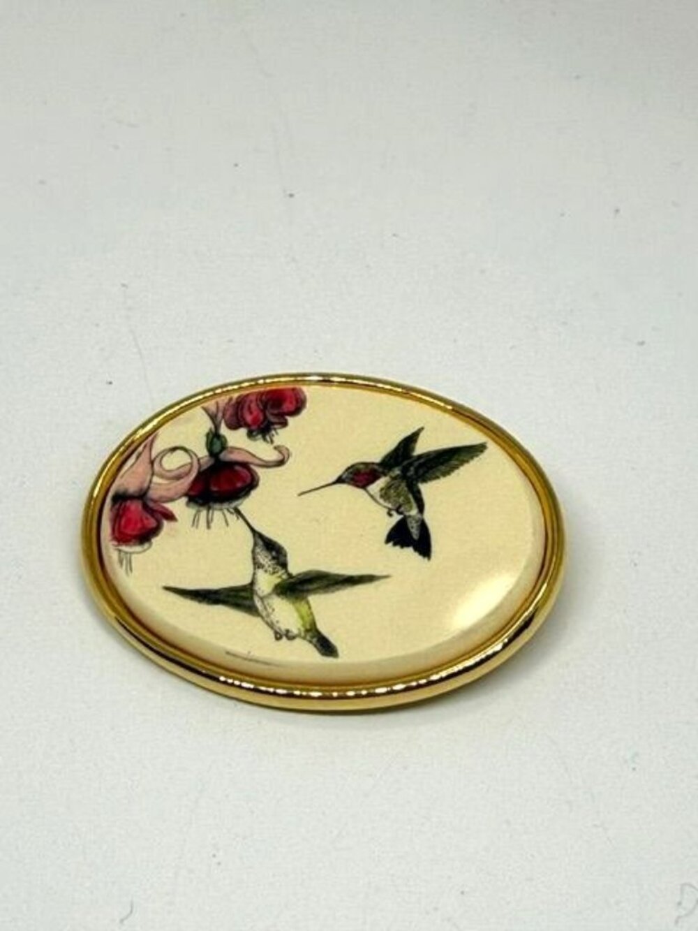 Vintage Barlow Gold Tone Hummingbird & Floral Linked Bracelet w/ Matching Brooch - Picture 2 of 9